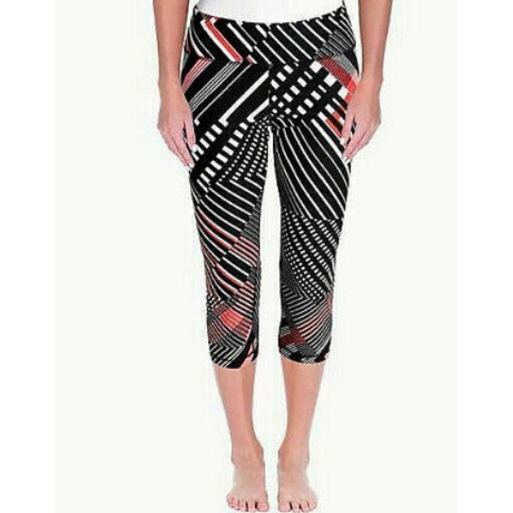 Tommy Hilfiger Geometric Black Red White Cropped Capri Legging Small
